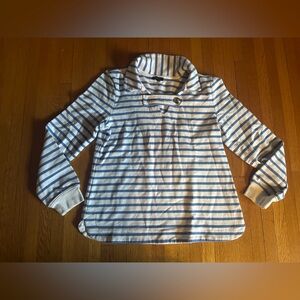 Talbots Womens Striped Collar Sweatshirt Pullover in Blue & White, Size M